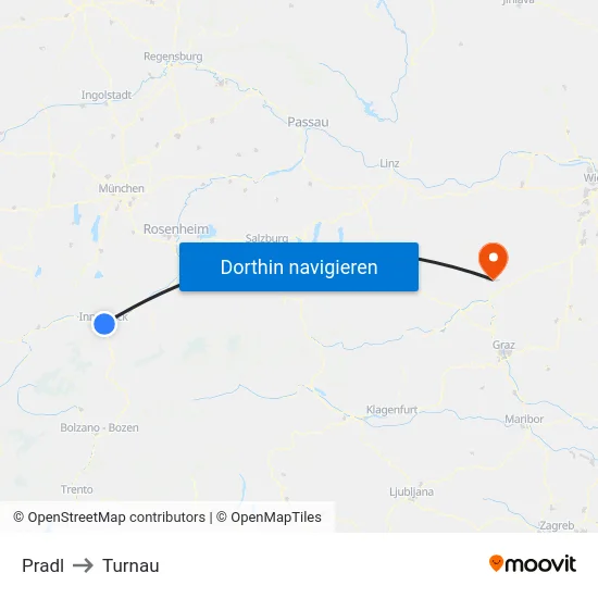Pradl to Turnau map