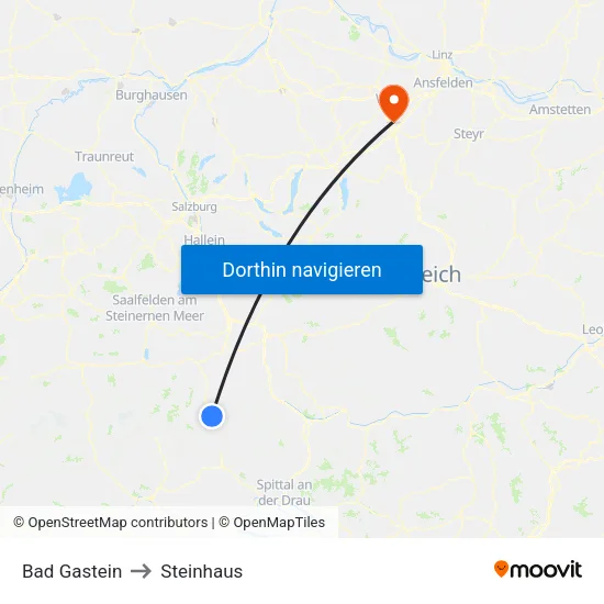 Bad Gastein to Steinhaus map
