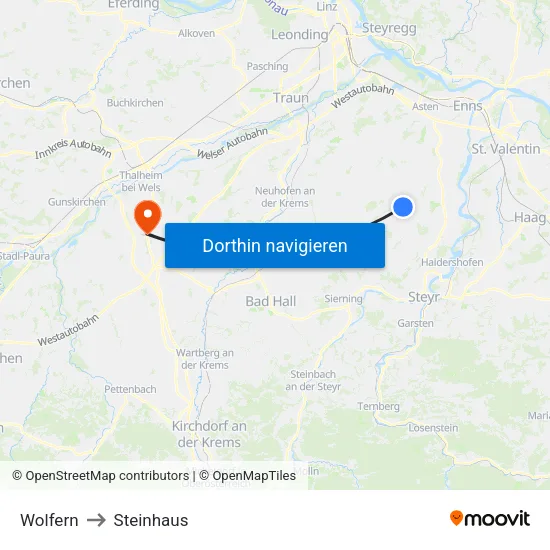 Wolfern to Steinhaus map