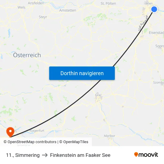 11., Simmering to Finkenstein am Faaker See map