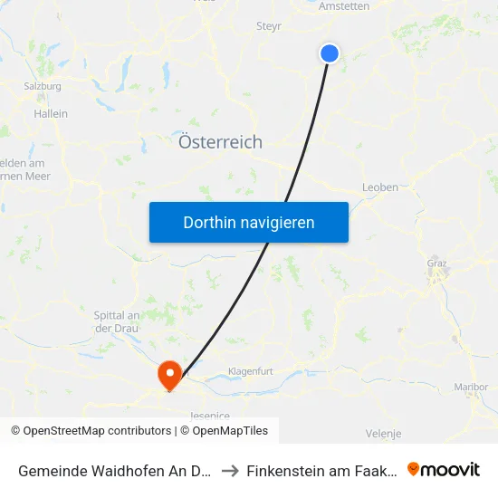 Gemeinde Waidhofen An Der Ybbs to Finkenstein am Faaker See map