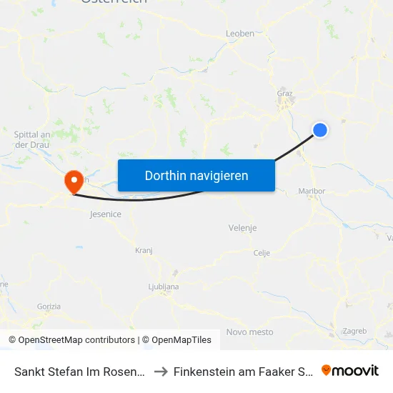 Sankt Stefan Im Rosental to Finkenstein am Faaker See map