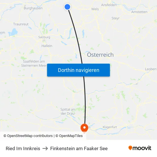 Ried Im Innkreis to Finkenstein am Faaker See map