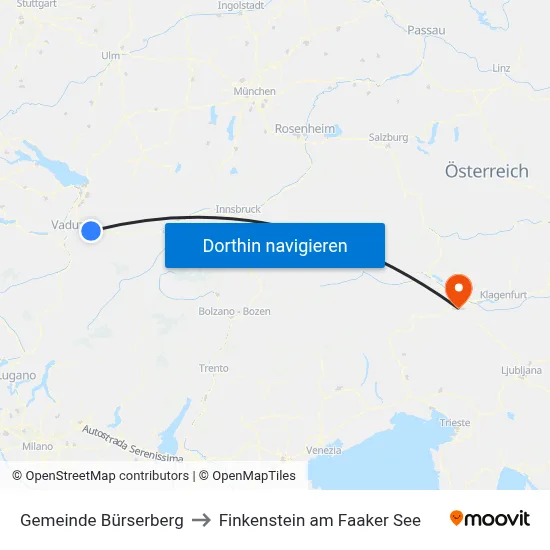 Gemeinde Bürserberg to Finkenstein am Faaker See map