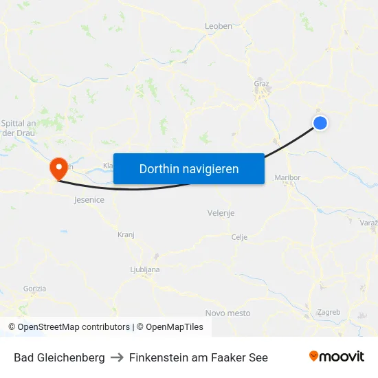 Bad Gleichenberg to Finkenstein am Faaker See map