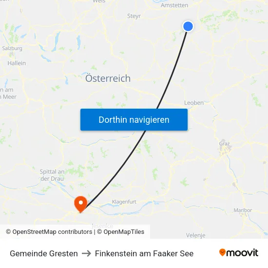 Gemeinde Gresten to Finkenstein am Faaker See map