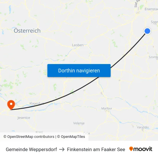Gemeinde Weppersdorf to Finkenstein am Faaker See map