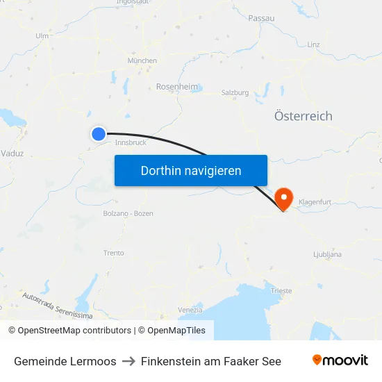 Gemeinde Lermoos to Finkenstein am Faaker See map