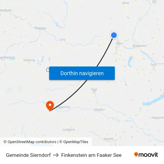 Gemeinde Sierndorf to Finkenstein am Faaker See map