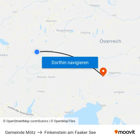 Gemeinde Mötz to Finkenstein am Faaker See map