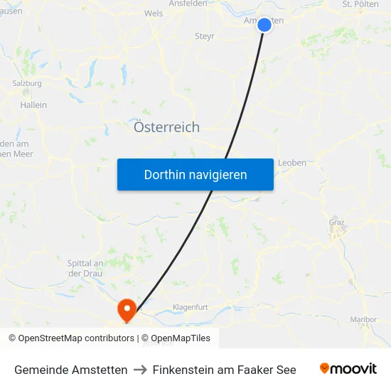 Gemeinde Amstetten to Finkenstein am Faaker See map