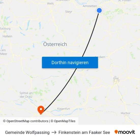 Gemeinde Wolfpassing to Finkenstein am Faaker See map