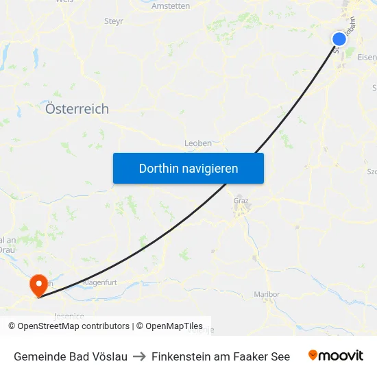 Gemeinde Bad Vöslau to Finkenstein am Faaker See map