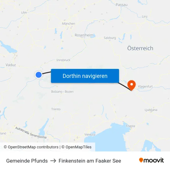 Gemeinde Pfunds to Finkenstein am Faaker See map