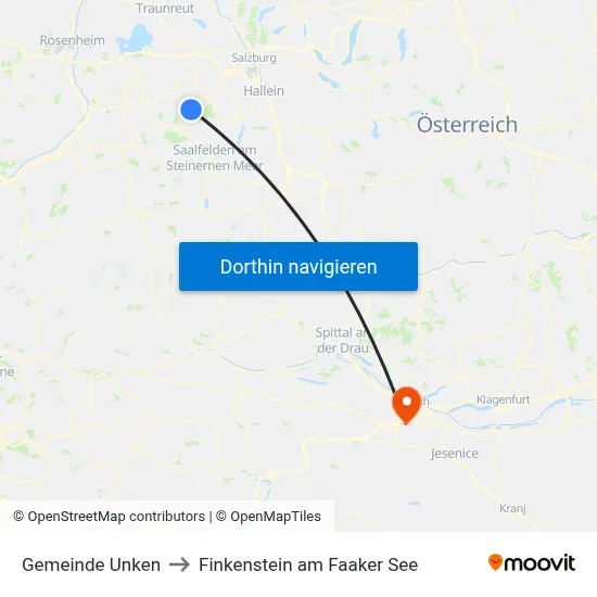 Gemeinde Unken to Finkenstein am Faaker See map