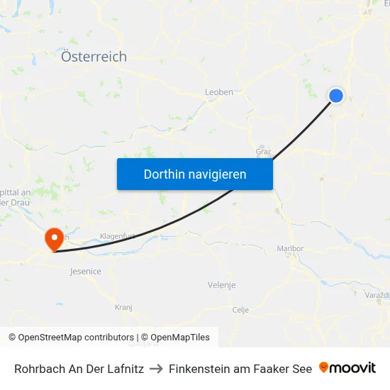 Rohrbach An Der Lafnitz to Finkenstein am Faaker See map