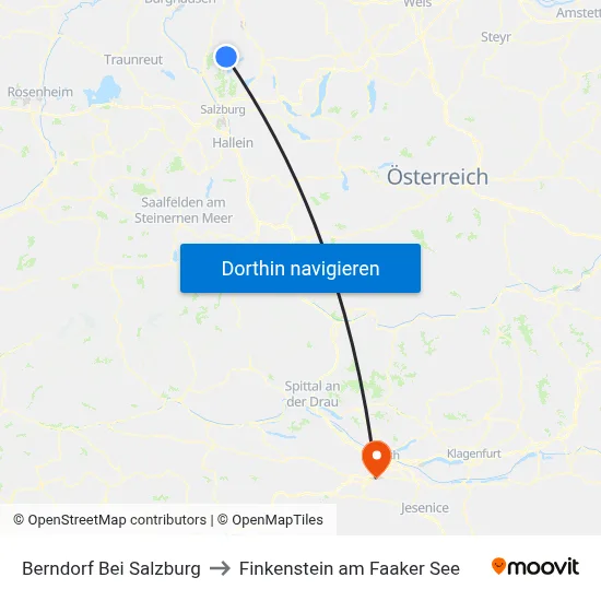 Berndorf Bei Salzburg to Finkenstein am Faaker See map