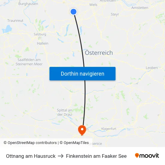 Ottnang am Hausruck to Finkenstein am Faaker See map