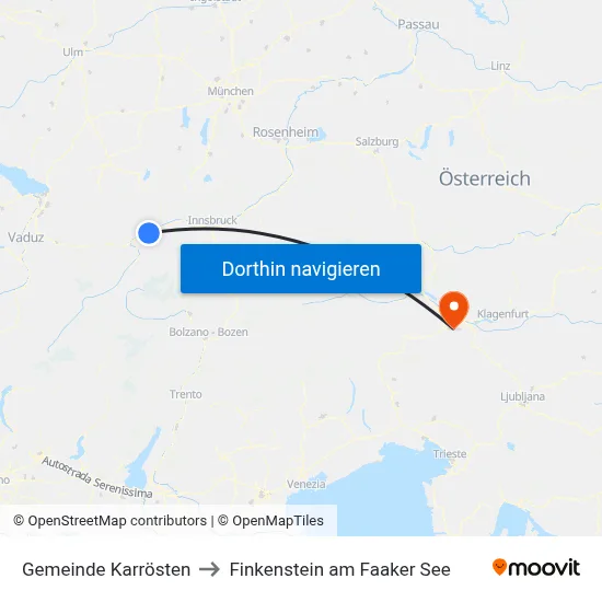 Gemeinde Karrösten to Finkenstein am Faaker See map
