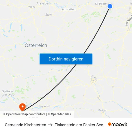 Gemeinde Kirchstetten to Finkenstein am Faaker See map