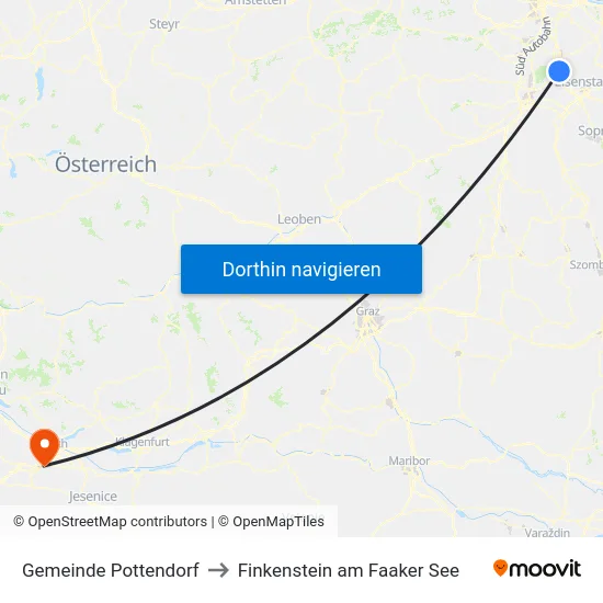 Gemeinde Pottendorf to Finkenstein am Faaker See map