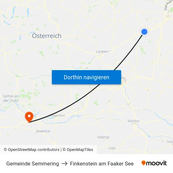 Gemeinde Semmering to Finkenstein am Faaker See map