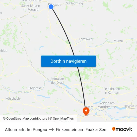 Altenmarkt Im Pongau to Finkenstein am Faaker See map