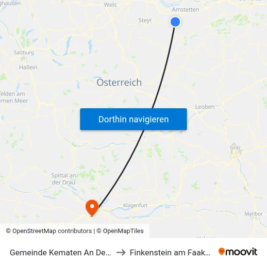 Gemeinde Kematen An Der Ybbs to Finkenstein am Faaker See map