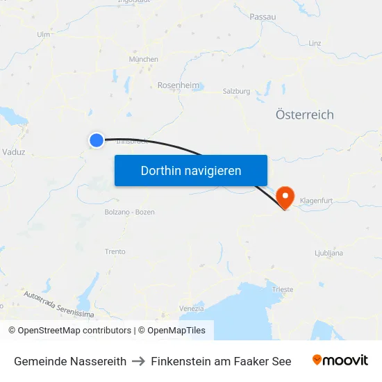 Gemeinde Nassereith to Finkenstein am Faaker See map