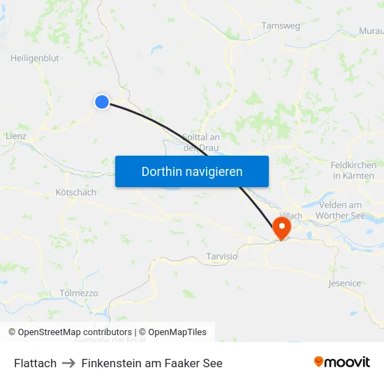 Flattach to Finkenstein am Faaker See map