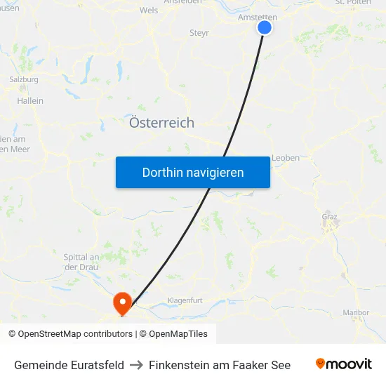 Gemeinde Euratsfeld to Finkenstein am Faaker See map