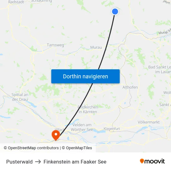 Pusterwald to Finkenstein am Faaker See map