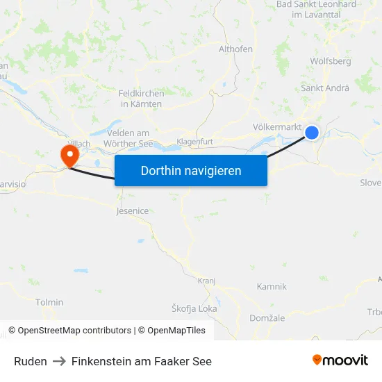 Ruden to Finkenstein am Faaker See map