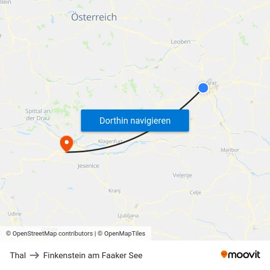 Thal to Finkenstein am Faaker See map