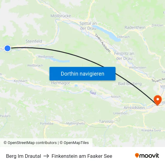Berg Im Drautal to Finkenstein am Faaker See map