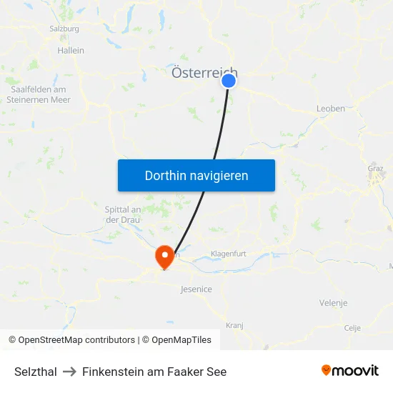 Selzthal to Finkenstein am Faaker See map