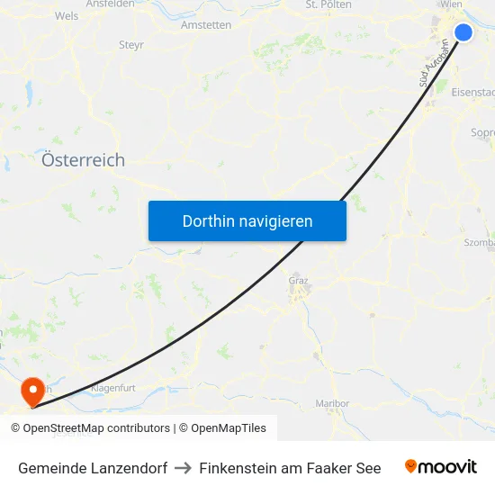 Gemeinde Lanzendorf to Finkenstein am Faaker See map