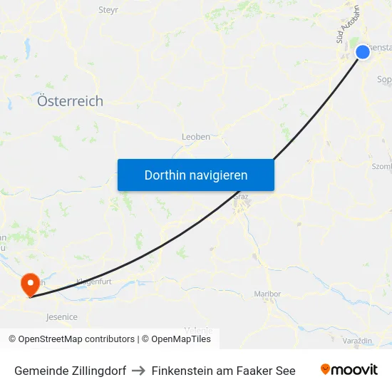 Gemeinde Zillingdorf to Finkenstein am Faaker See map