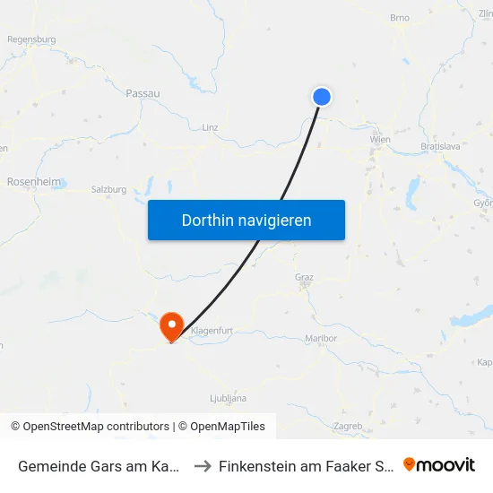 Gemeinde Gars am Kamp to Finkenstein am Faaker See map