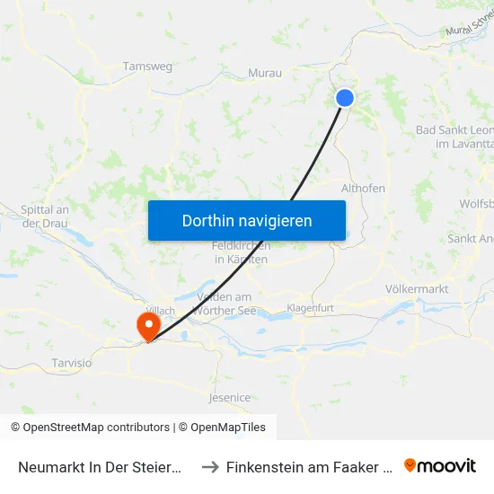 Neumarkt In Der Steiermark to Finkenstein am Faaker See map
