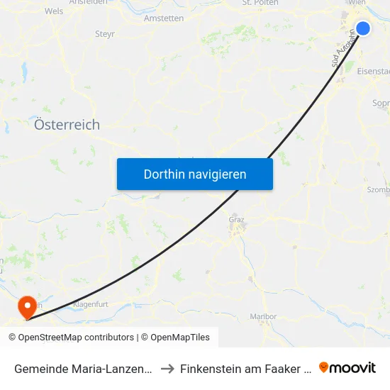 Gemeinde Maria-Lanzendorf to Finkenstein am Faaker See map