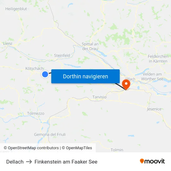 Dellach to Finkenstein am Faaker See map