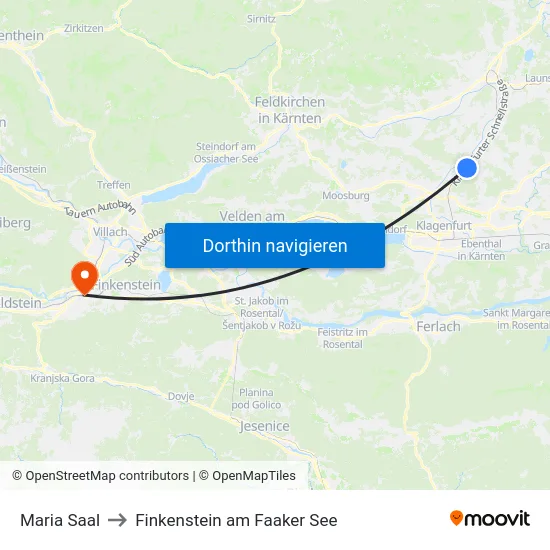 Maria Saal to Finkenstein am Faaker See map