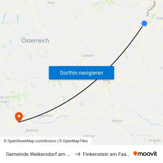 Gemeinde Weikersdorf am Steinfelde to Finkenstein am Faaker See map