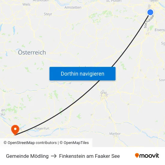 Gemeinde Mödling to Finkenstein am Faaker See map