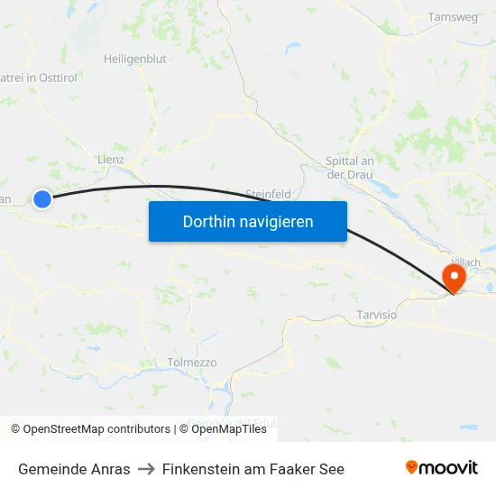 Gemeinde Anras to Finkenstein am Faaker See map