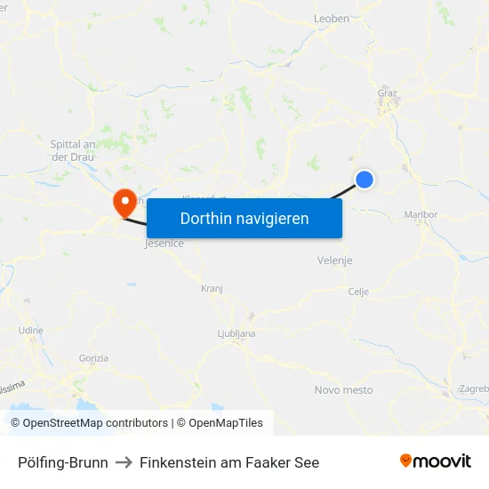 Pölfing-Brunn to Finkenstein am Faaker See map