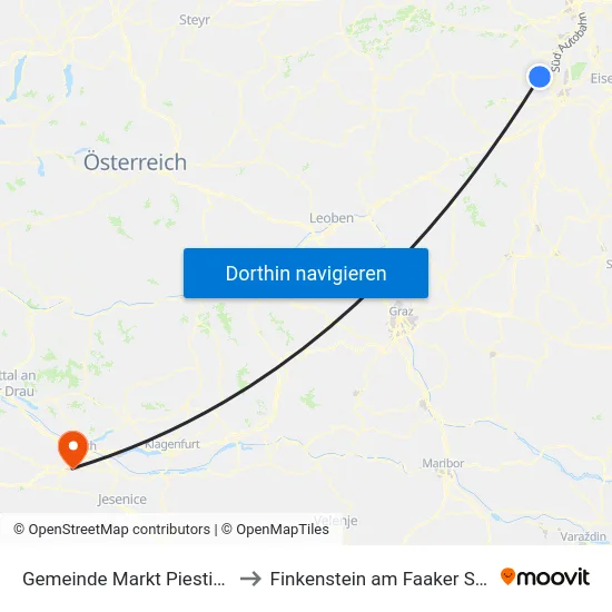 Gemeinde Markt Piesting to Finkenstein am Faaker See map