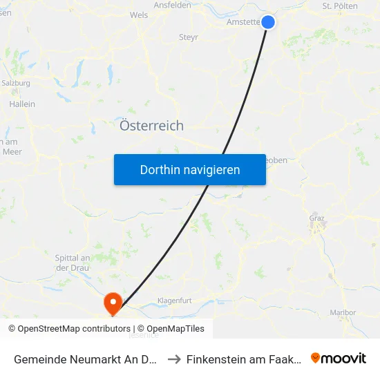 Gemeinde Neumarkt An Der Ybbs to Finkenstein am Faaker See map