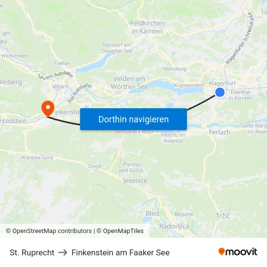 St. Ruprecht to Finkenstein am Faaker See map